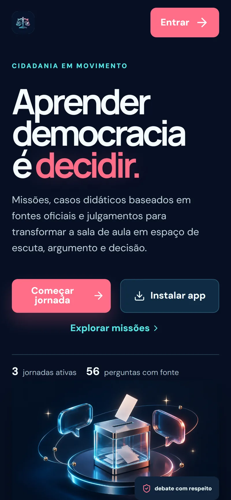 Democracia em Jogo no celular