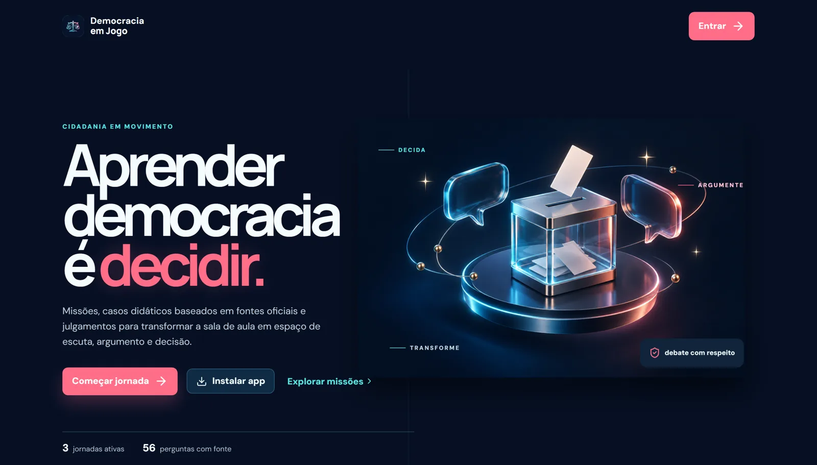 P&aacute;gina inicial do Democracia em Jogo