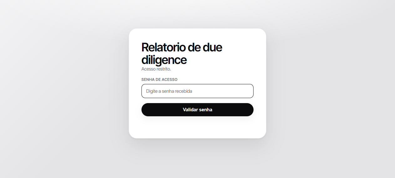 Tela de senha para acessar um relat&oacute;rio no GRU Due Diligence