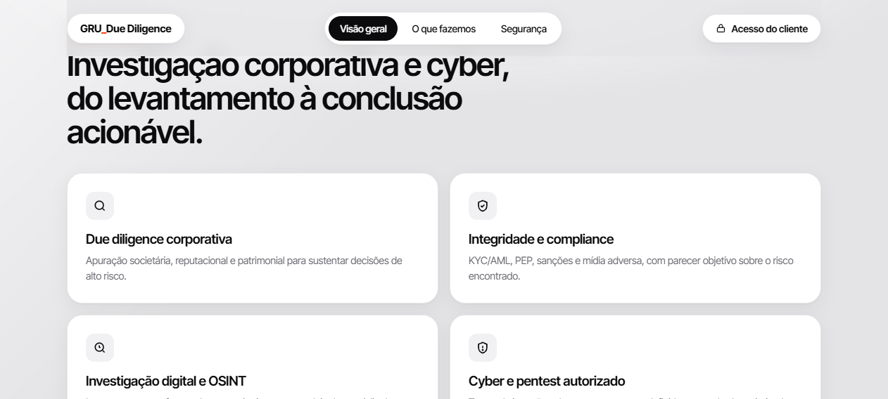 Se&ccedil;&atilde;o que explica a seguran&ccedil;a da entrega no GRU Due Diligence
