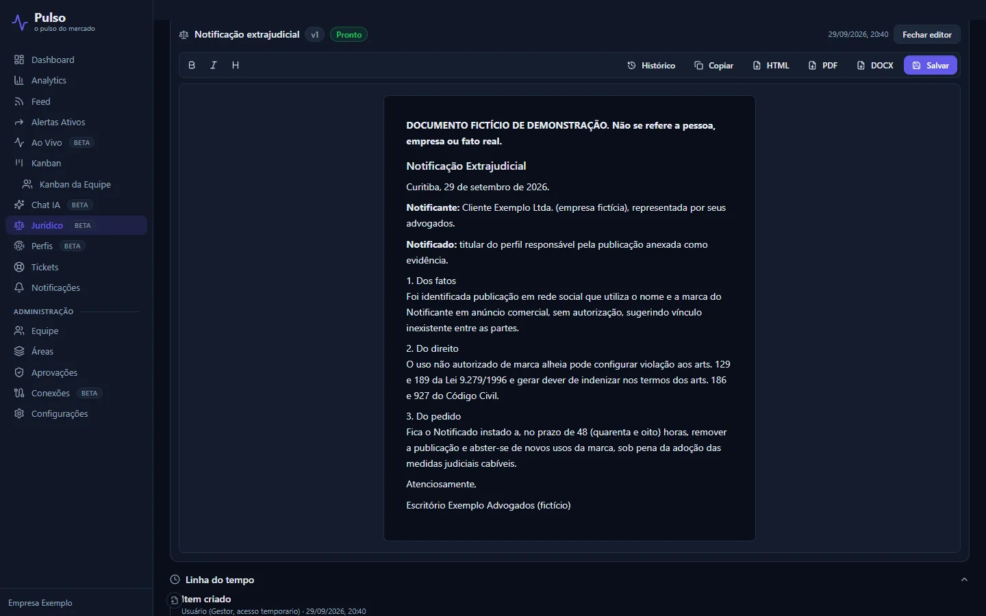 Editor de peça do Pulso Jurídico